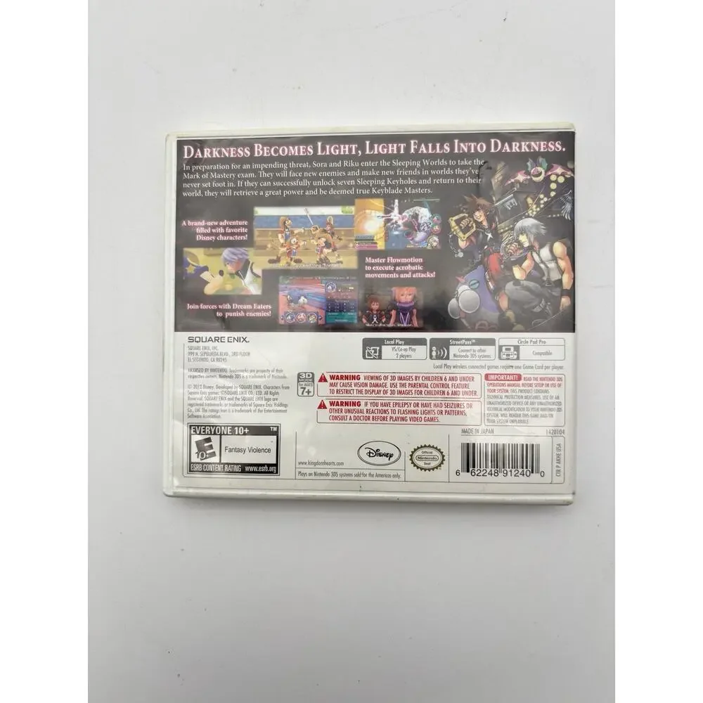 Kingdom Hearts 3D: Dream Drop Distance (Nintendo 3DS, 2012) CIB. Tested Works